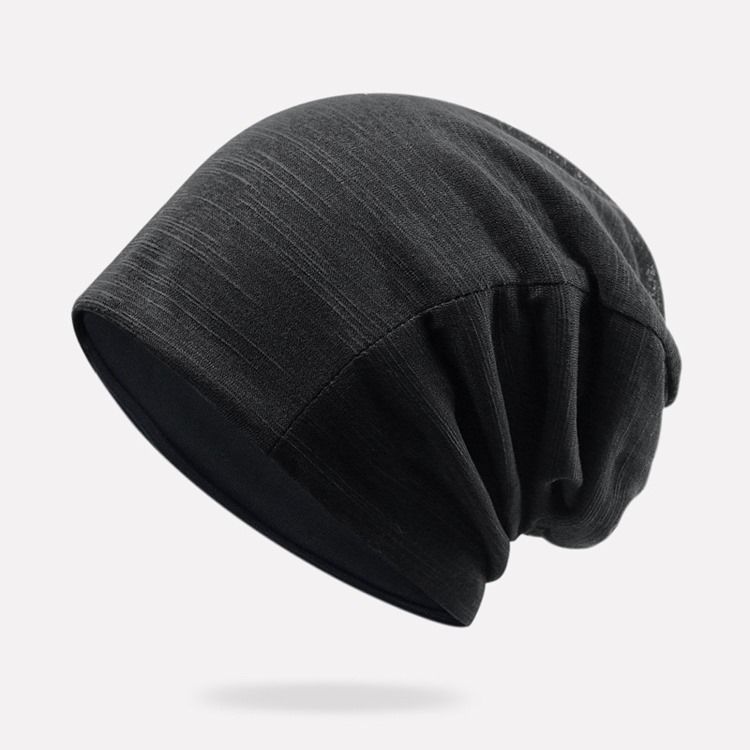 Bonnet Pour Hommes En Tricot À Double Couche De Couleur Unie