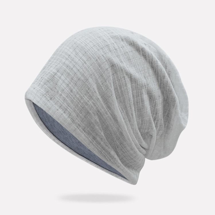 Bonnet Pour Hommes En Tricot À Double Couche De Couleur Unie