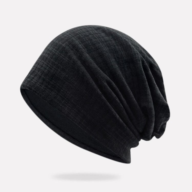 Bonnet Pour Hommes En Tricot À Double Couche De Couleur Unie