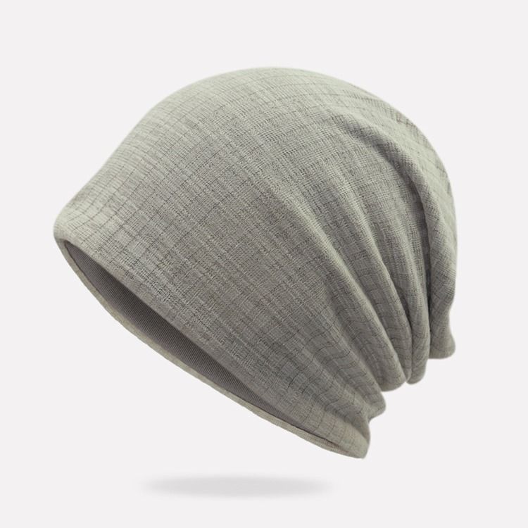 Bonnet Pour Hommes En Tricot À Double Couche De Couleur Unie