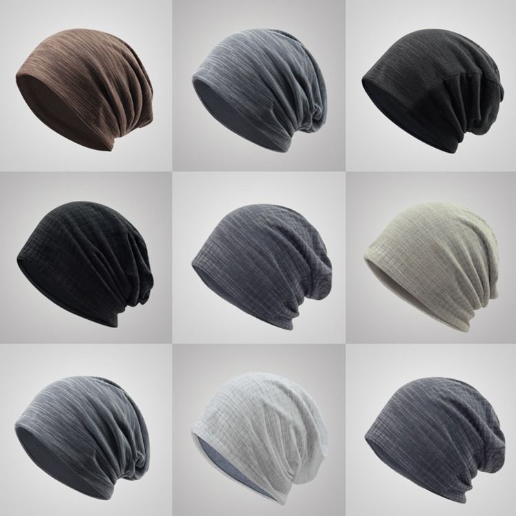 Bonnet Pour Hommes En Tricot À Double Couche De Couleur Unie