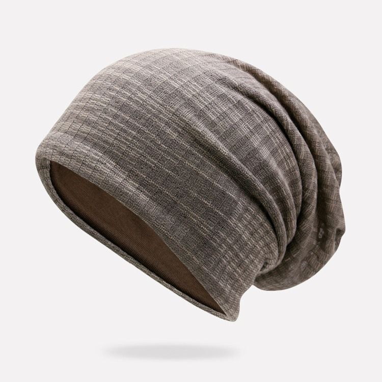 Bonnet Pour Hommes En Tricot À Double Couche De Couleur Unie