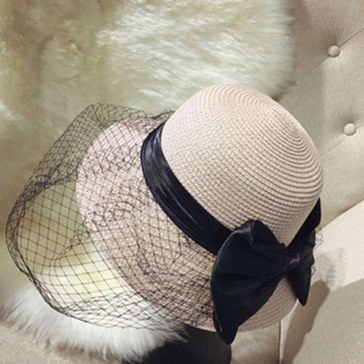 Chapeau D'été Uni En Paille En Maille Pour Femme