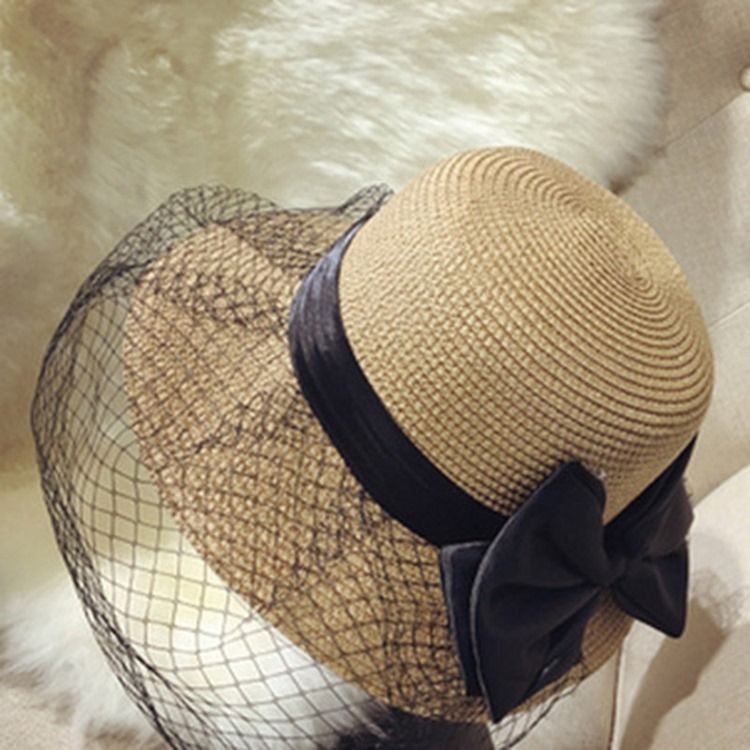 Chapeau D'été Uni En Paille En Maille Pour Femme