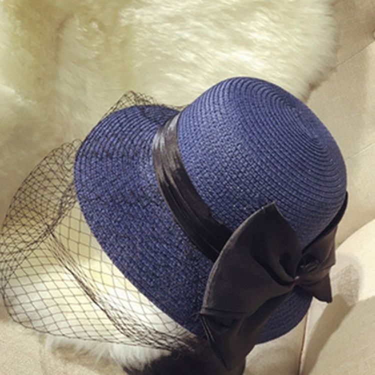 Chapeau D'été Uni En Paille En Maille Pour Femme