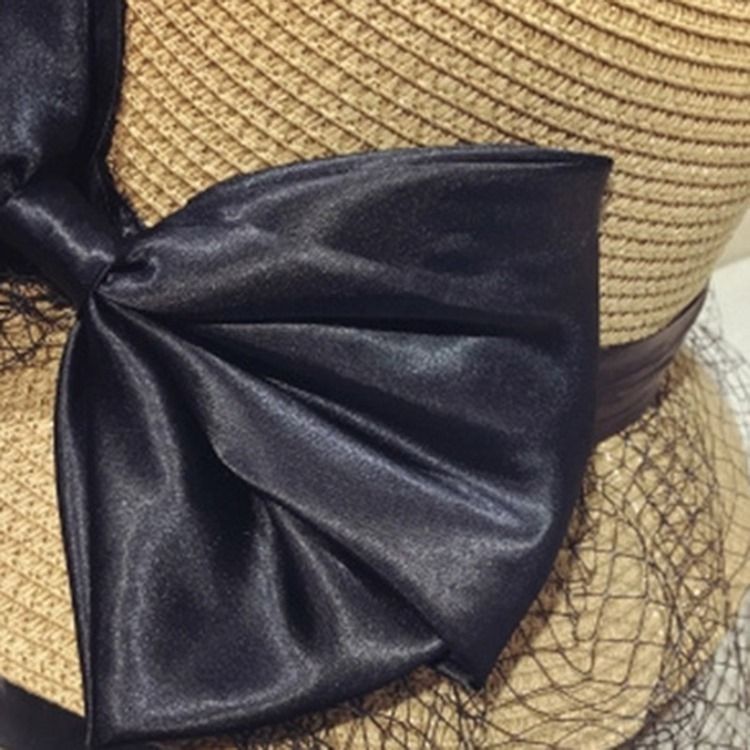 Chapeau D'été Uni En Paille En Maille Pour Femme