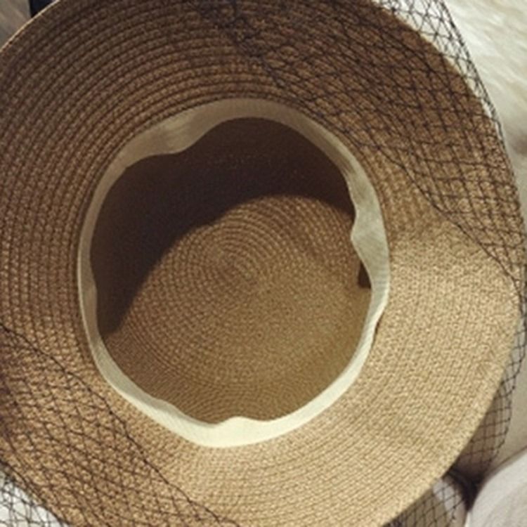 Chapeau D'été Uni En Paille En Maille Pour Femme