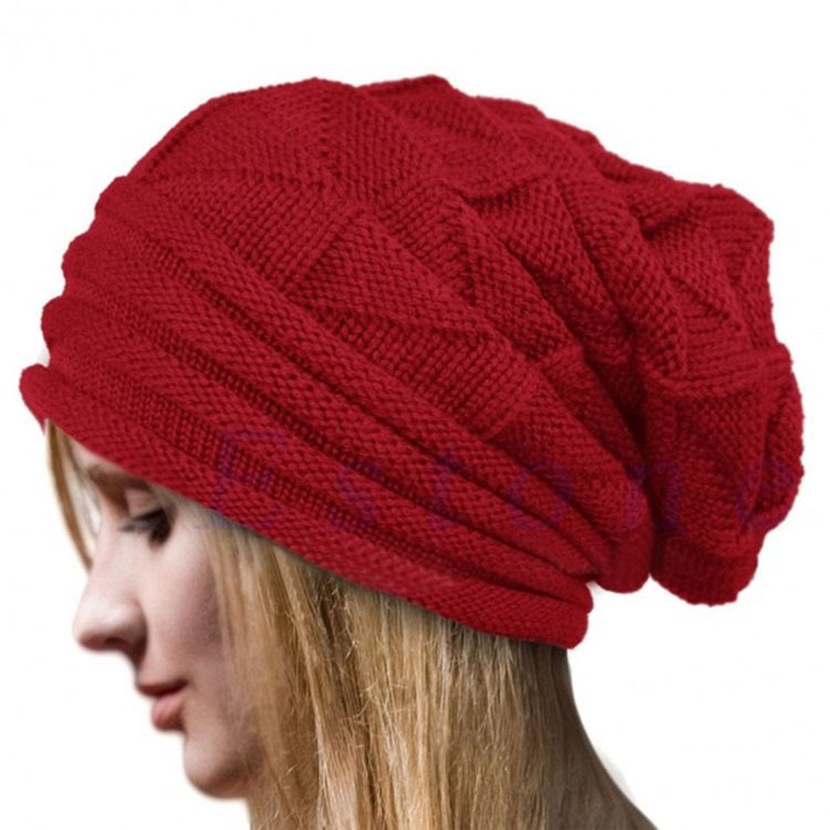 Chapeau D'hiver Tricoté De Couleur Pure Pour Femmes