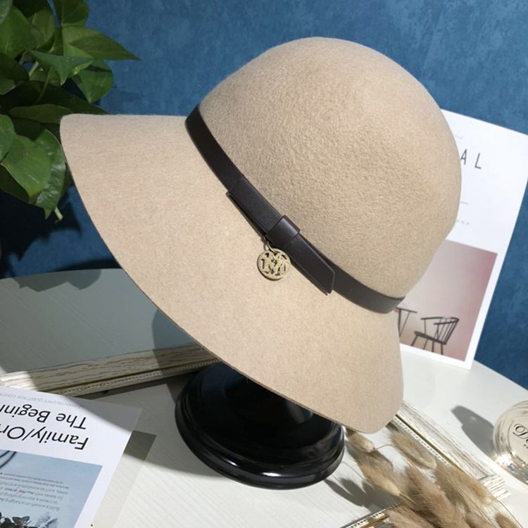 Chapeau De Femme Seau En Laine De Couleur Pure Pour Femmes