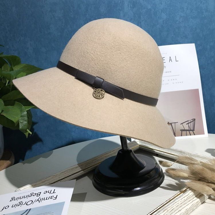 Chapeau De Femme Seau En Laine De Couleur Pure Pour Femmes