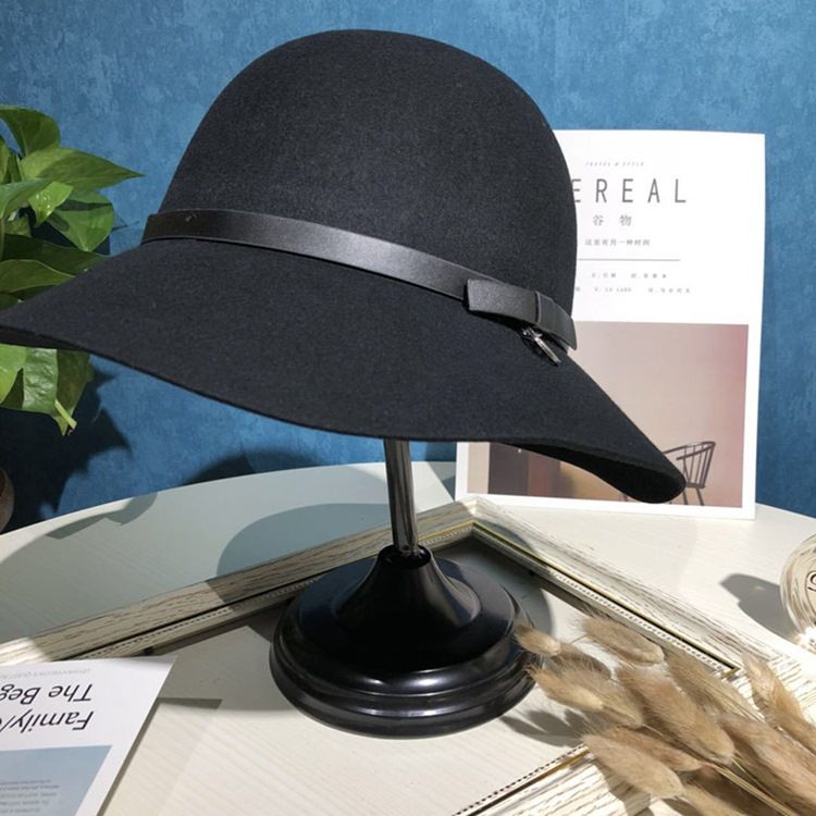 Chapeau De Femme Seau En Laine De Couleur Pure Pour Femmes