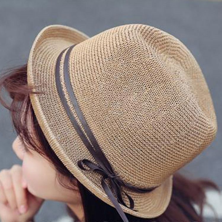 Chapeau De Jazz Bowknot Chapeau De Paille Pour Femme