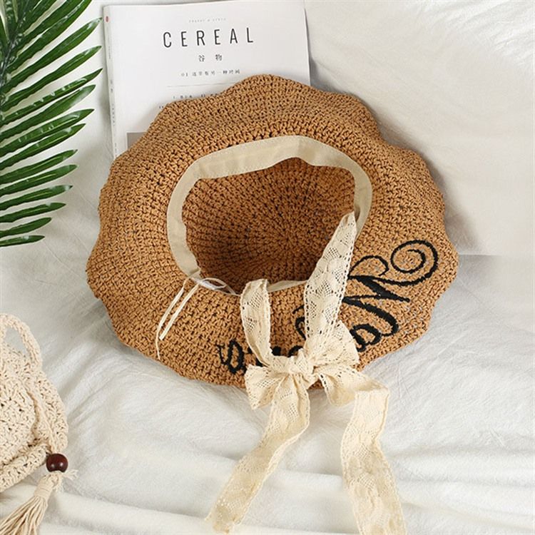 Chapeau De Lettre De Printemps En Paille Nouveau Style Pour Femmes