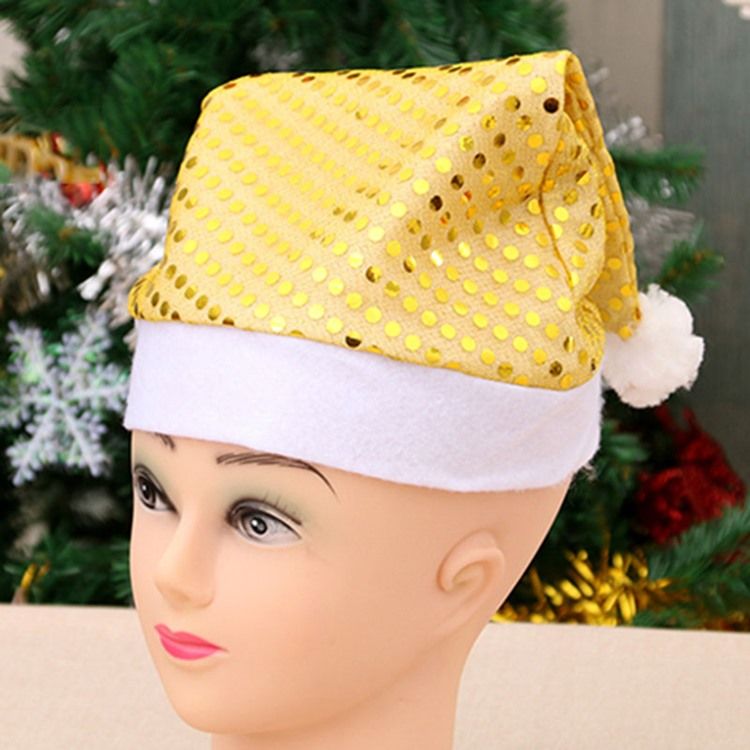 Chapeau De Noël À Paillettes De Décoration En Tissu Pour Femmes