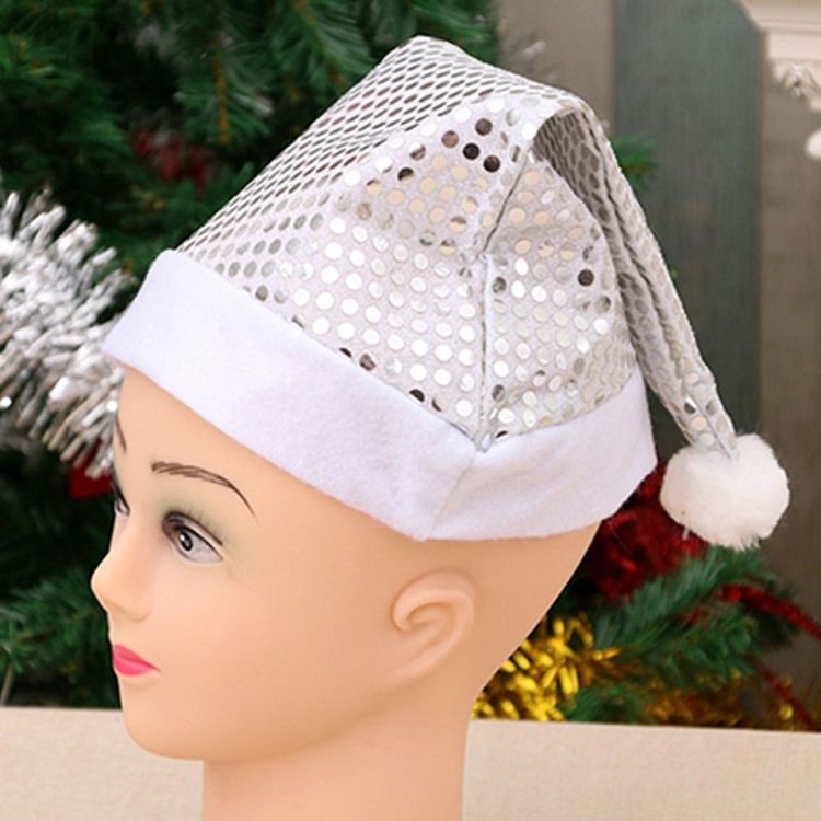 Chapeau De Noël À Paillettes De Décoration En Tissu Pour Femmes