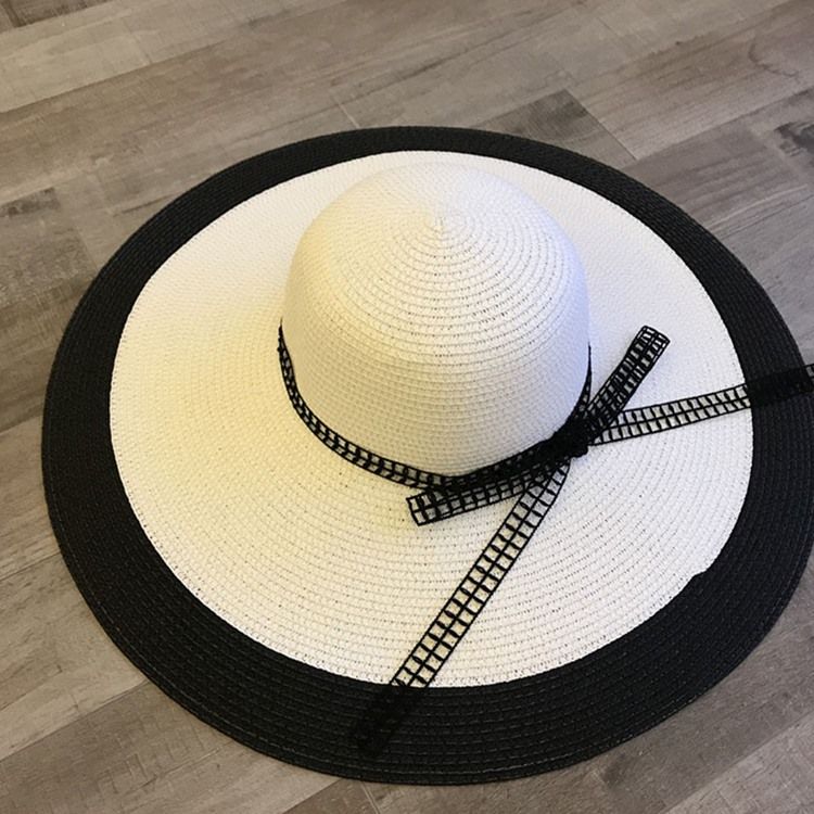 Chapeau De Paille À Nœud Pour Femme