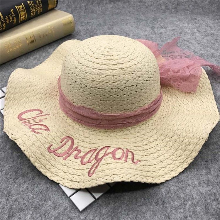 Chapeau De Paille Rose Doux Pour Femme