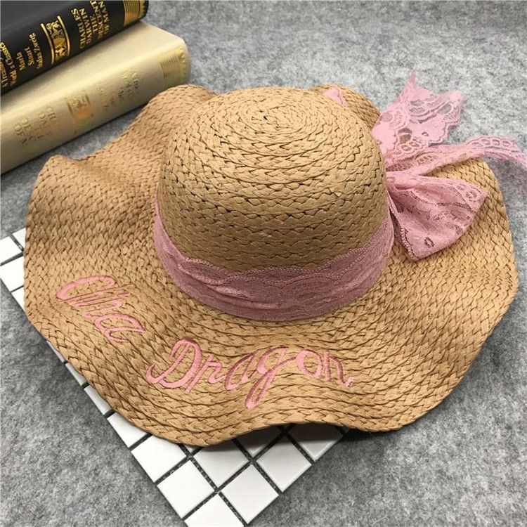 Chapeau De Paille Rose Doux Pour Femme