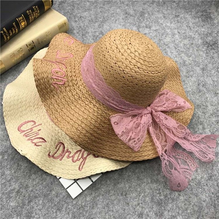 Chapeau De Paille Rose Doux Pour Femme