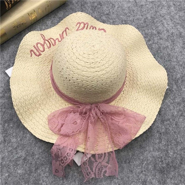 Chapeau De Paille Rose Doux Pour Femme