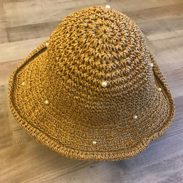 Chapeau De Paille Unie Creuse Pour Femme