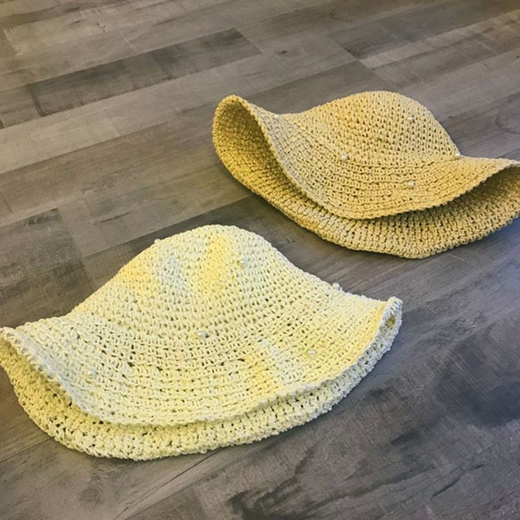 Chapeau De Paille Unie Creuse Pour Femme