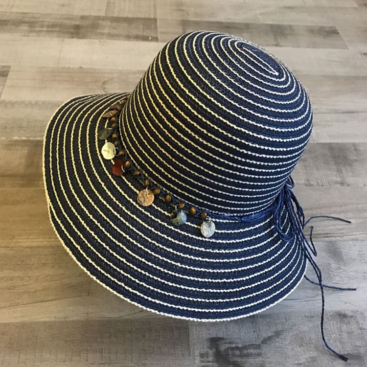 Chapeau À Rayures En Coquillage Pour Femme