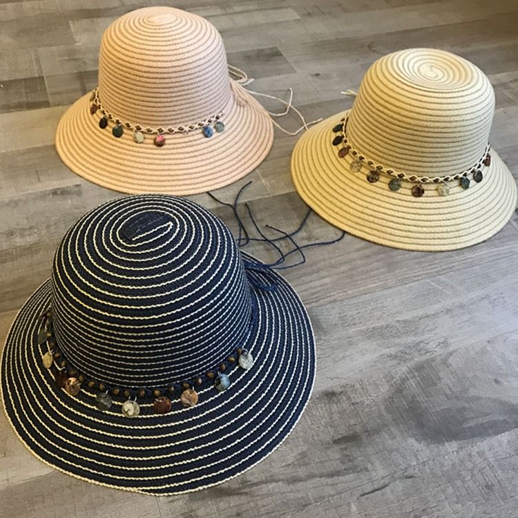 Chapeau À Rayures En Coquillage Pour Femme