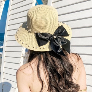 Chapeau De Soleil Avec Nœud En Perles Pour Femmes