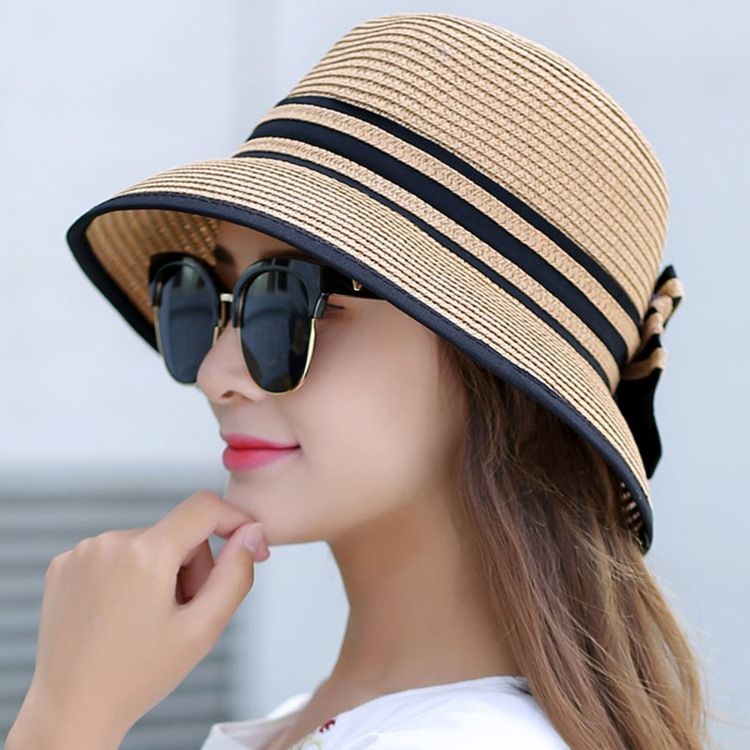 Chapeau De Soleil D'été Pliable À Nœud Papillon Pour Femmes