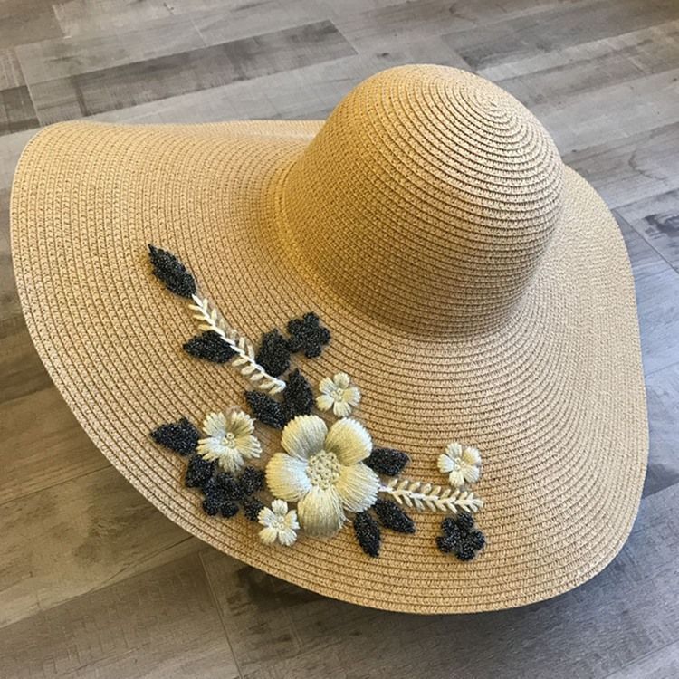 Chapeau De Soleil Fleuri Brodé Pour Femme