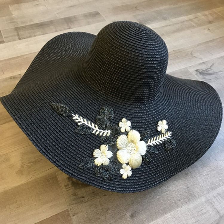 Chapeau De Soleil Fleuri Brodé Pour Femme