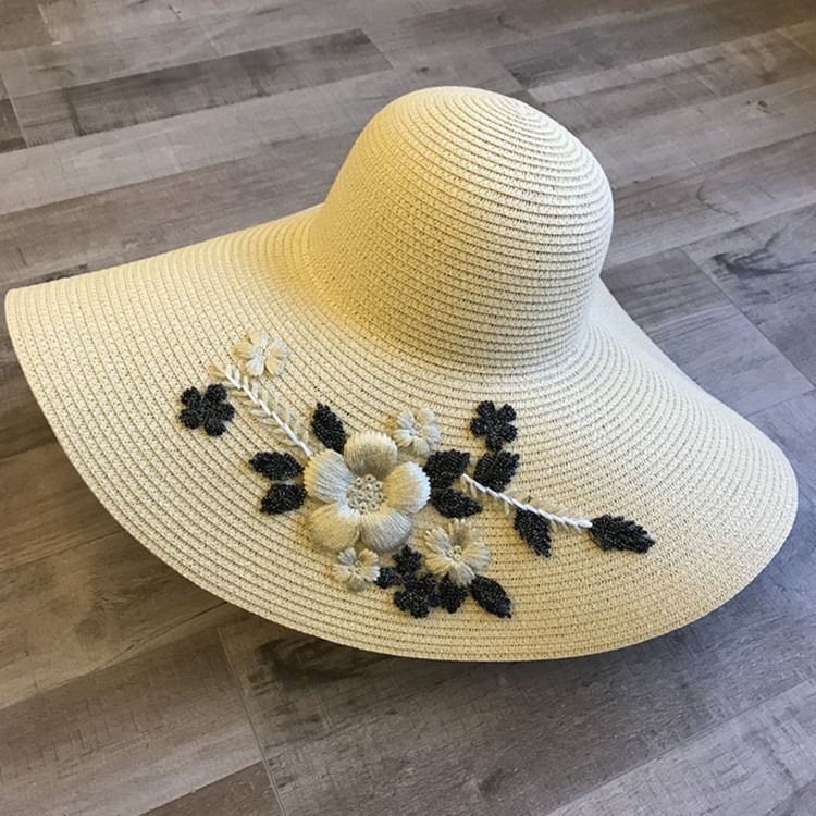 Chapeau De Soleil Fleuri Brodé Pour Femme