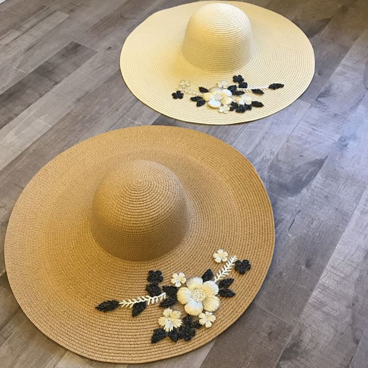 Chapeau De Soleil Fleuri Brodé Pour Femme