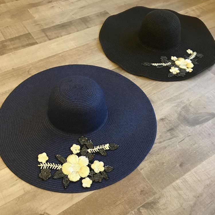 Chapeau De Soleil Fleuri Brodé Pour Femme