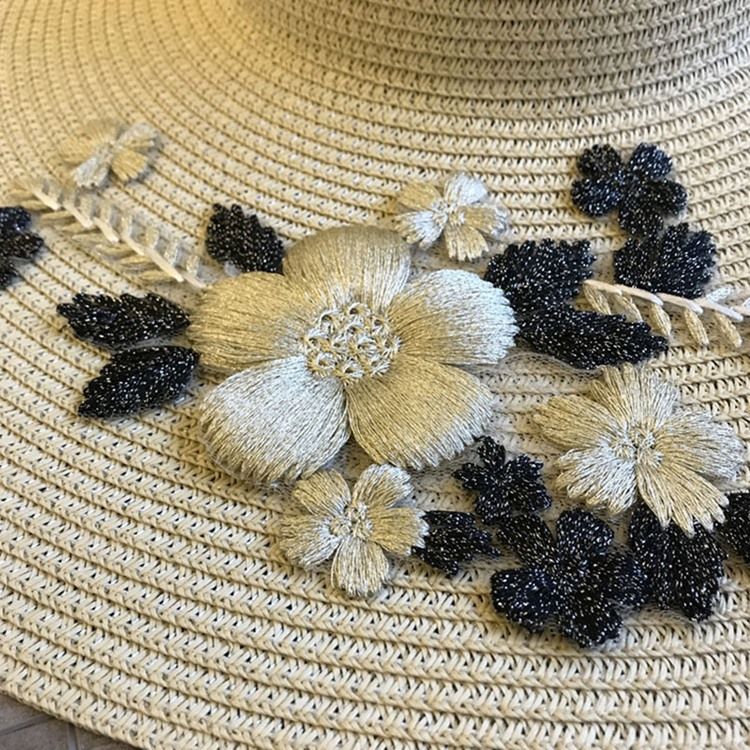 Chapeau De Soleil Fleuri Brodé Pour Femme