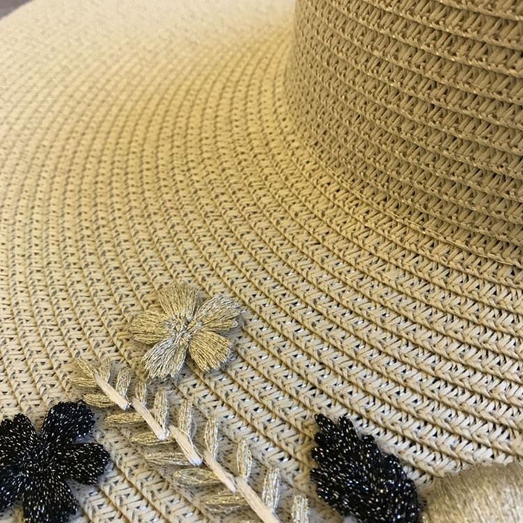 Chapeau De Soleil Fleuri Brodé Pour Femme