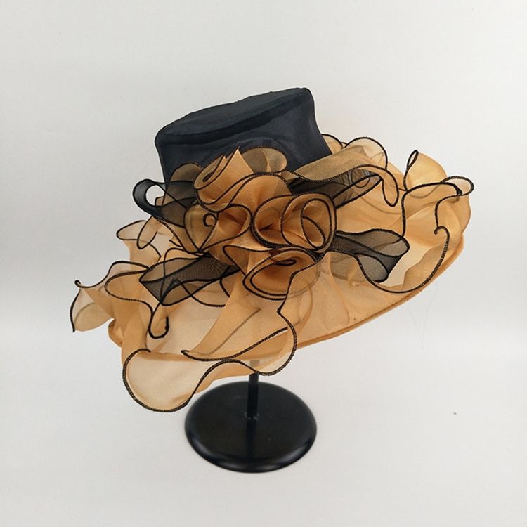 Chapeau De Soleil En Organza Fleuri Pour Femme