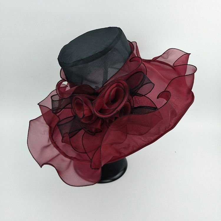 Chapeau De Soleil En Organza Fleuri Pour Femme