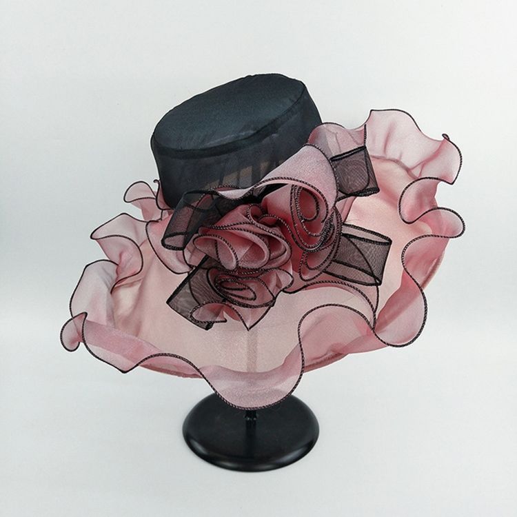 Chapeau De Soleil En Organza Fleuri Pour Femme