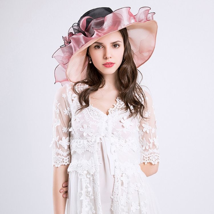 Chapeau De Soleil En Organza Fleuri Pour Femme