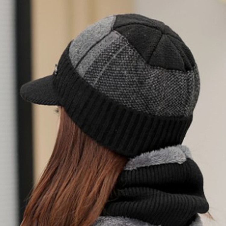 Chapeau Tricoté Pour Femme Chapeau D'automne En Fil De Laine À Blocs De Couleur