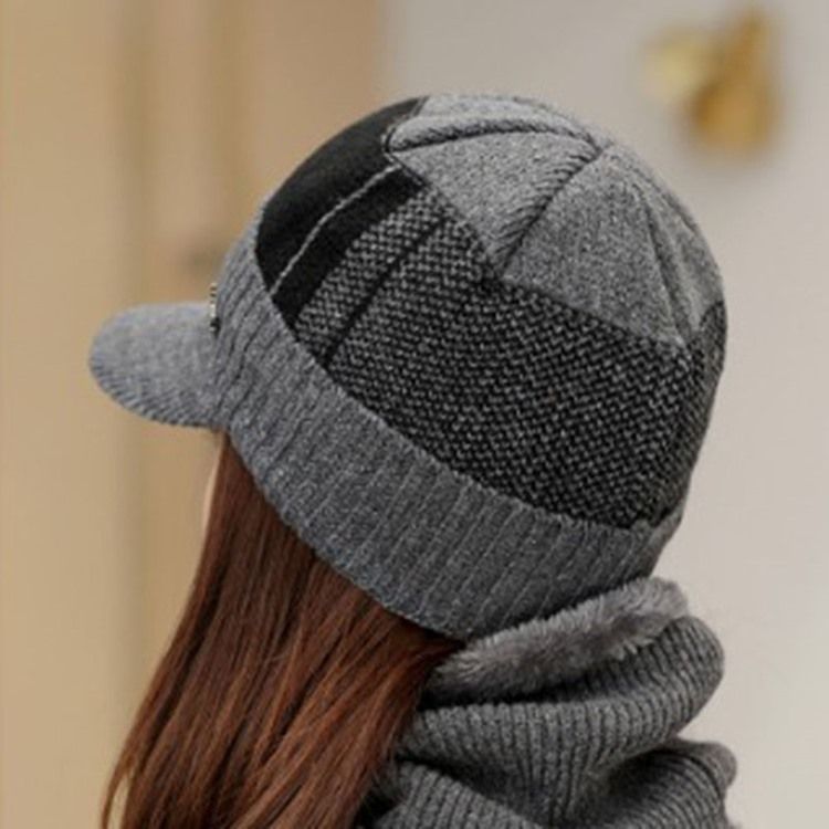 Chapeau Tricoté Pour Femme Chapeau D'automne En Fil De Laine À Blocs De Couleur