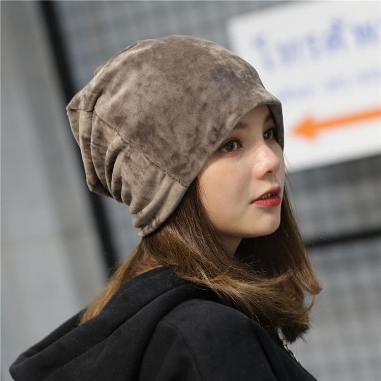 Chapeau Uni D'automne En Peluche De Couleur Pure Pour Femmes