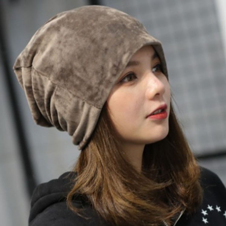 Chapeau Uni D'automne En Peluche De Couleur Pure Pour Femmes