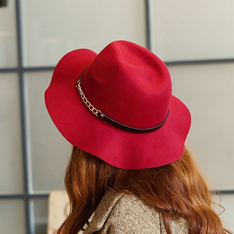 Chapeaux D'hiver Unis En Mélange De Laine Fedora Pour Femmes