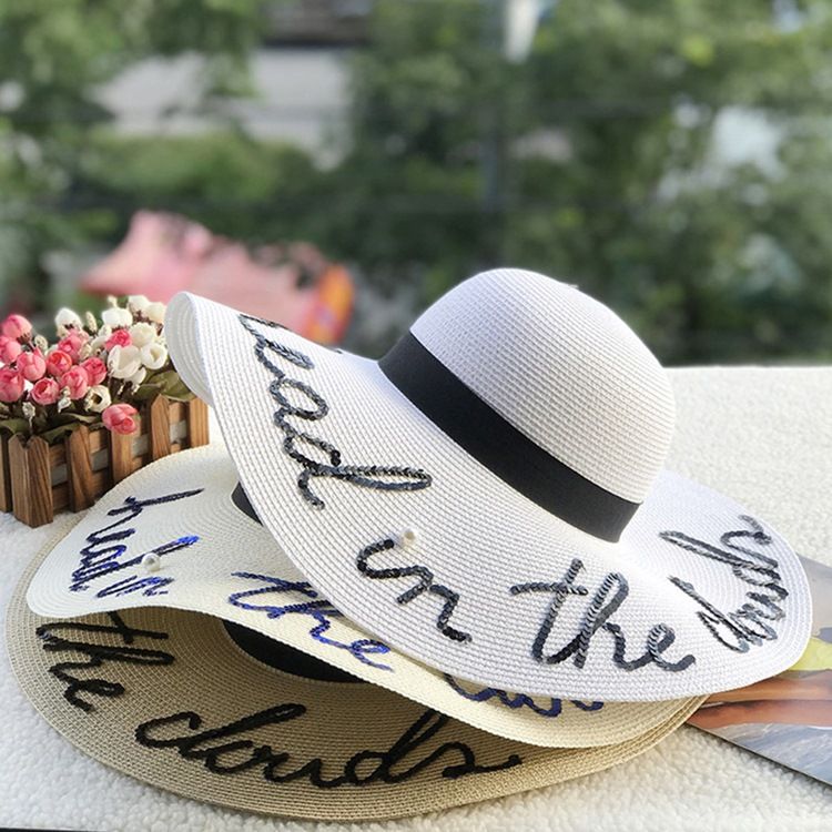 Chapeaux De Lettre À Paillettes Pour Chapeau De Paille Pour Femme