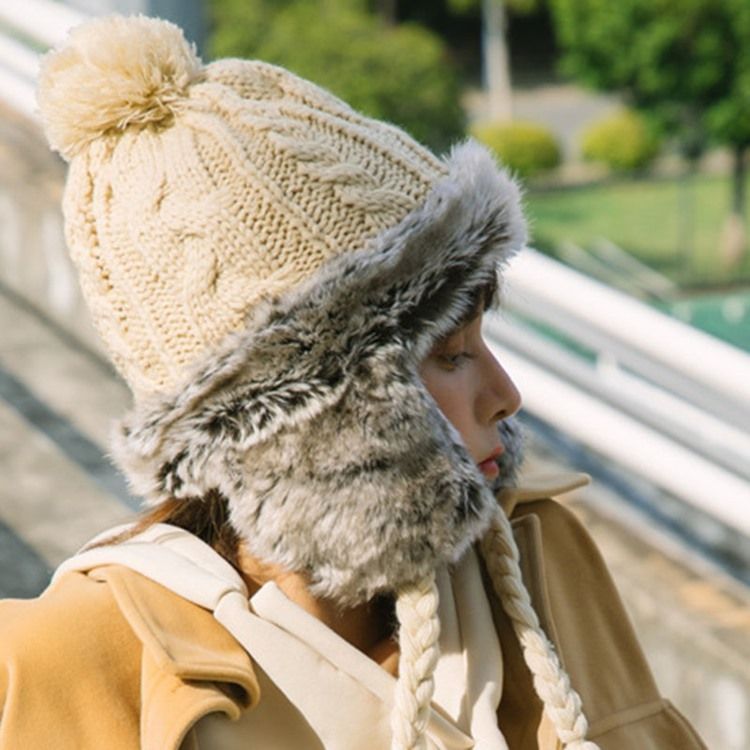 Chapeaux Pompon Color Block Pour Femmes