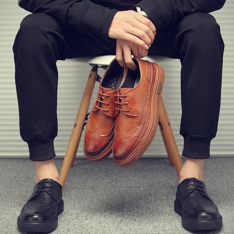 Chaussures Confortables Pour Hommes À Bout Rond Et À Bout Rond En Pu