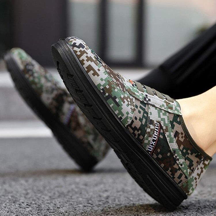 Chaussures De Skate Pour Hommes À Bout Rond Et À Coupe Basse Et Camouflage